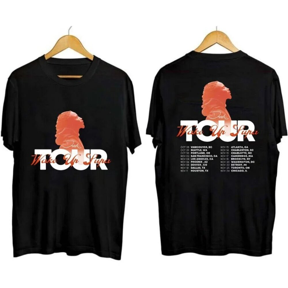 D Smoke Wake Up Supa Tour T-Shirt Conscious Rap Tour Tee Hip Hop Streetwear 91